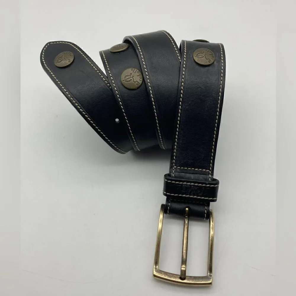 El Caballo Black Leather Men’s Belt Size 85-40,5”/39” Made in Italy